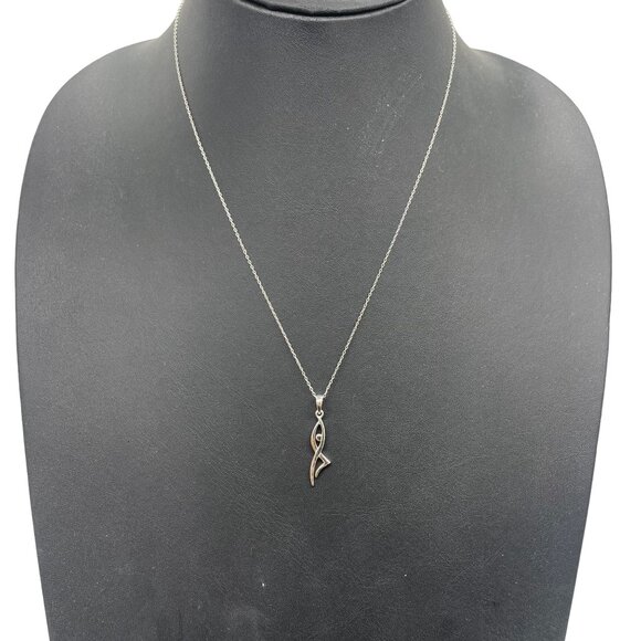 925 Sterling Silver Open Work Dancer Pendant Chain Necklace Minimalist Elegant - Picture 2 of 7